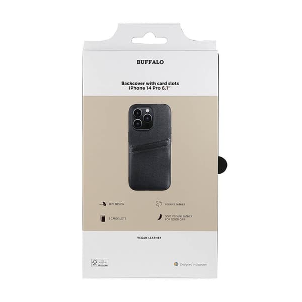 Buffalo iPhone 14 Pro Kuori Backcover with Card Slots Musta