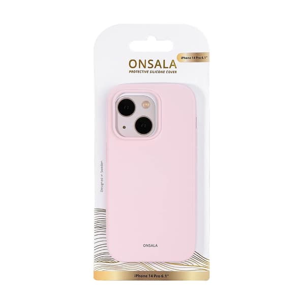 Onsala iPhone 14 Pro Kuori Silikoni Chalk Pink