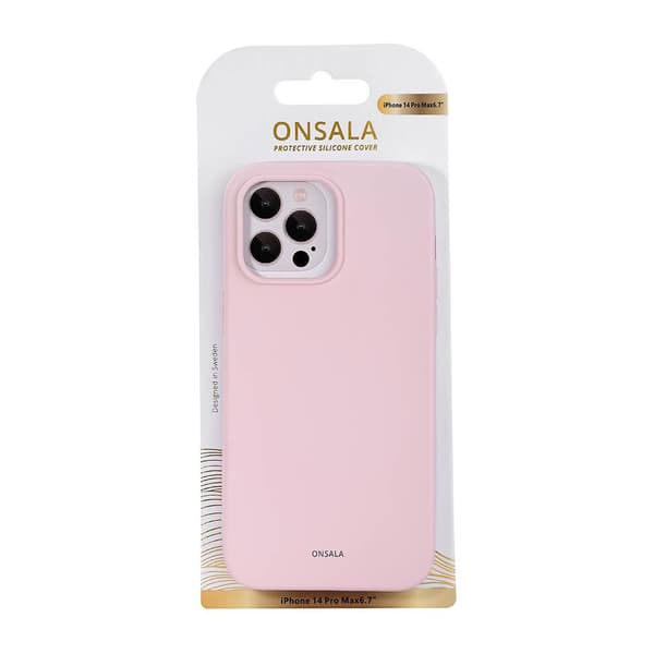 Onsala iPhone 14 Pro Max Kuori Silikoni Chalk Pink
