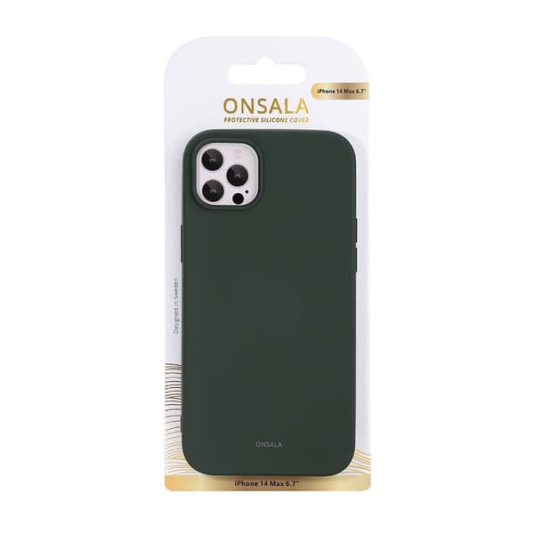 Onsala iPhone 14 Plus Kuori Silikoni Olive Green