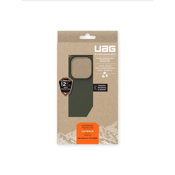 Urban Armor Gear (UAG) iPhone 14 Pro Kuori Outback Biodegradable Cover Olive