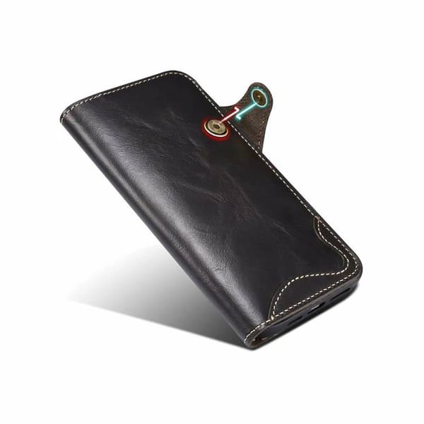 Wallet 3-kort ægte læder Apple iPhone 14 Plus - Sort
