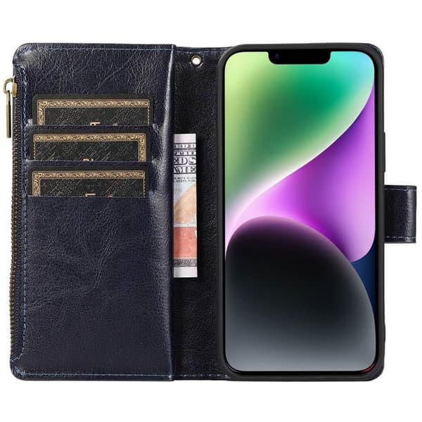 DoubleFlip Zipper 9-kort Apple iPhone 14 Plus - Blå