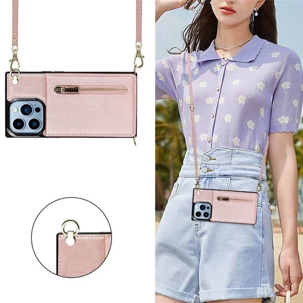 Zipper halskjede deksel Apple iPhone 14 Pro - Rose