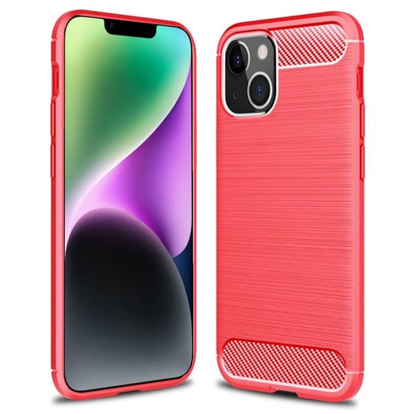 Harjattu TPU kuori Apple iPhone 14 Plus - Oranssi