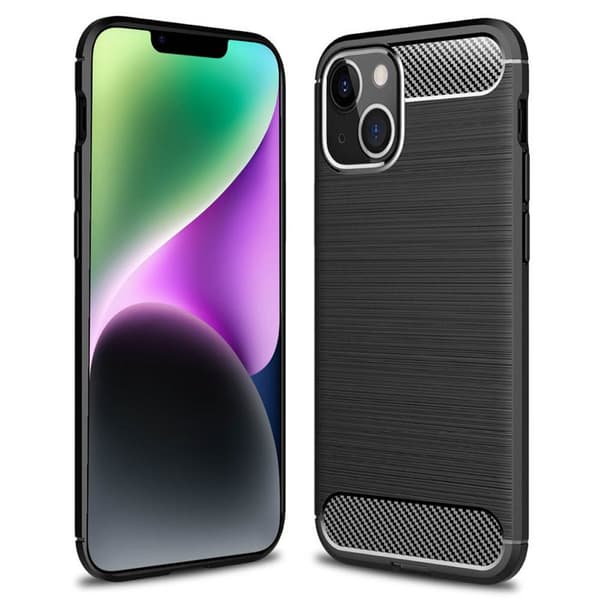 Børstet silikone cover Apple iPhone 14 - Sort