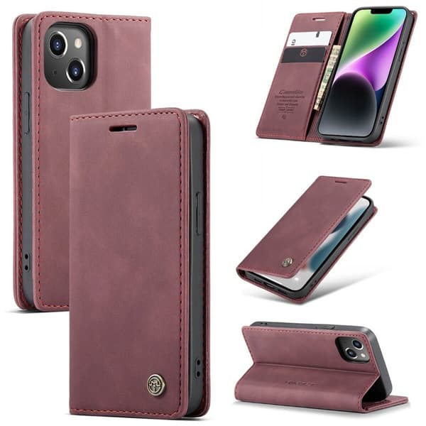 CaseMe Smart Magnet FlipCase Apple iPhone 14 - Vinrød
