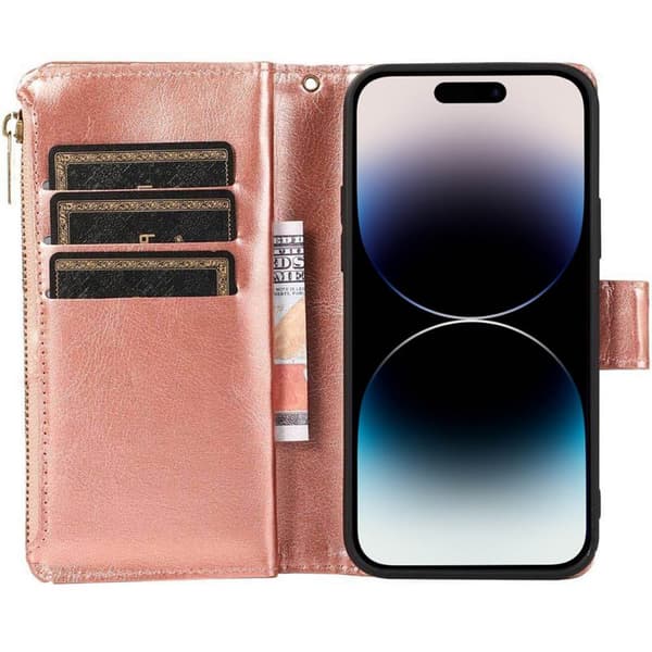 DoubleFlip Zipper 9-kort Apple iPhone 14 Pro - Rose
