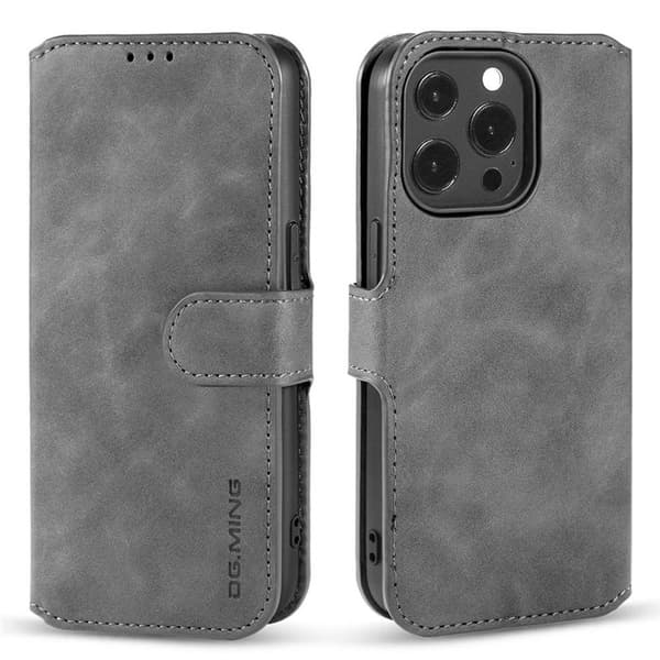 DG-Ming Lompakkokotelo 3-kortti Apple iPhone 14 Pro Max - Harmaa