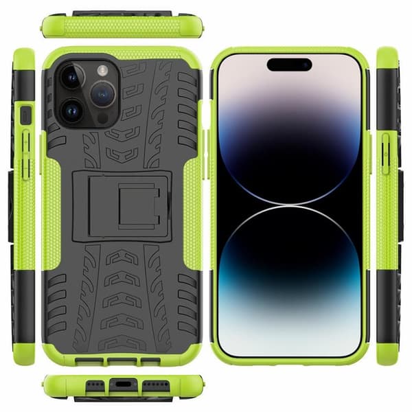 Stødbestandigt cover med stativ Apple iPhone 14 Pro - Grøn