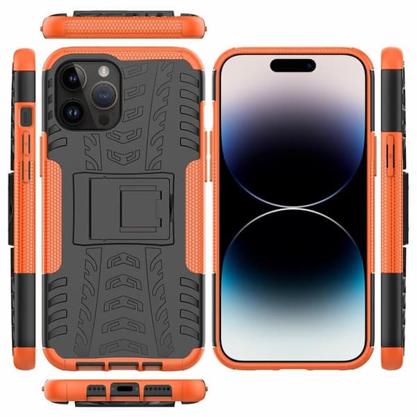 Stødbestandigt cover med stativ Apple iPhone 14 Pro - Orange