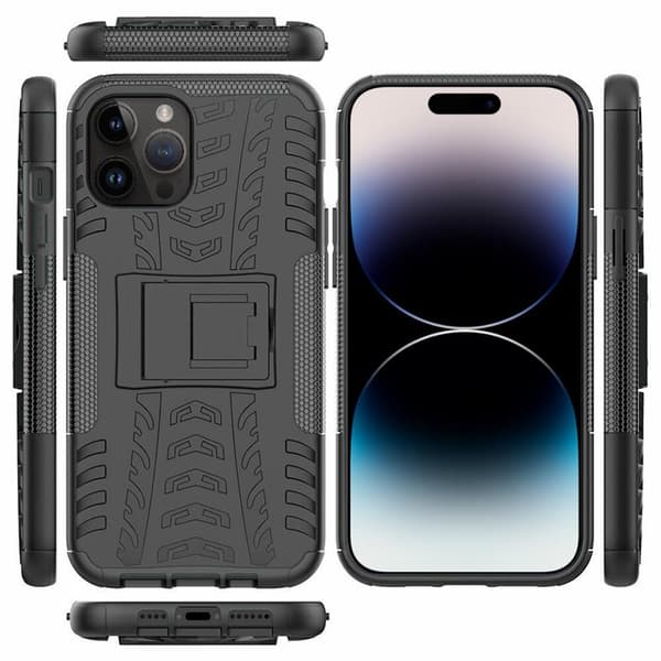 Stødbestandigt cover med stativ Apple iPhone 14 Pro - Sort