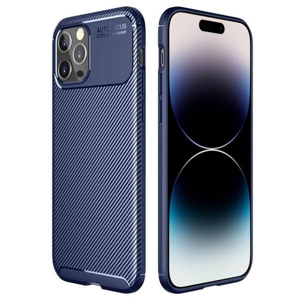 Carbon silikone cover Apple iPhone 14 Pro - Blå