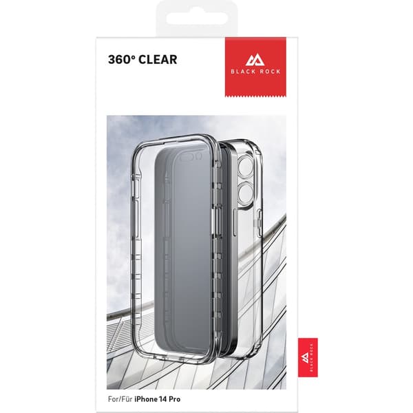 Black Rock iPhone 14 Pro Max Kuori 360° Real Glass Case Musta Kirkas