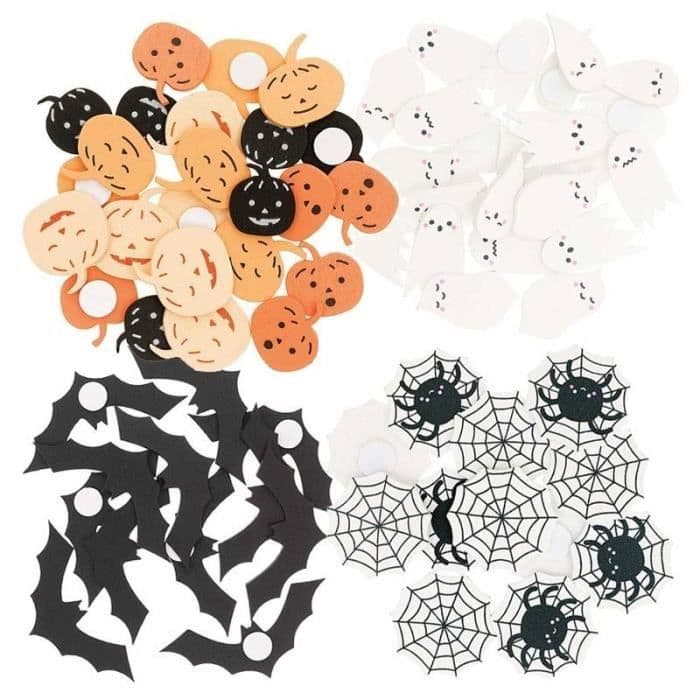 72 Halloween-klistermärken i trä