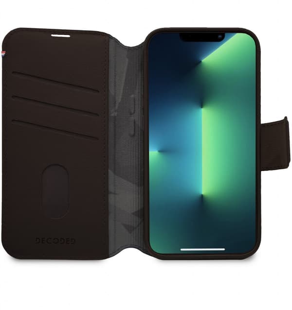 Decoded iPhone 14 Pro Kotelo Leather Detachable Wallet Ruskea