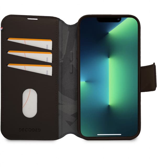 Decoded iPhone 14 Pro Kotelo Leather Detachable Wallet Ruskea