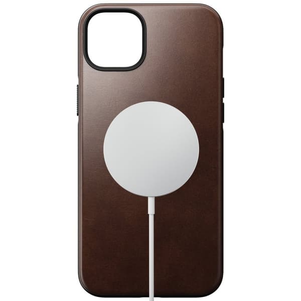 NOMAD iPhone 14 Plus Cover Modern Leather Case Horween Rustic Brown