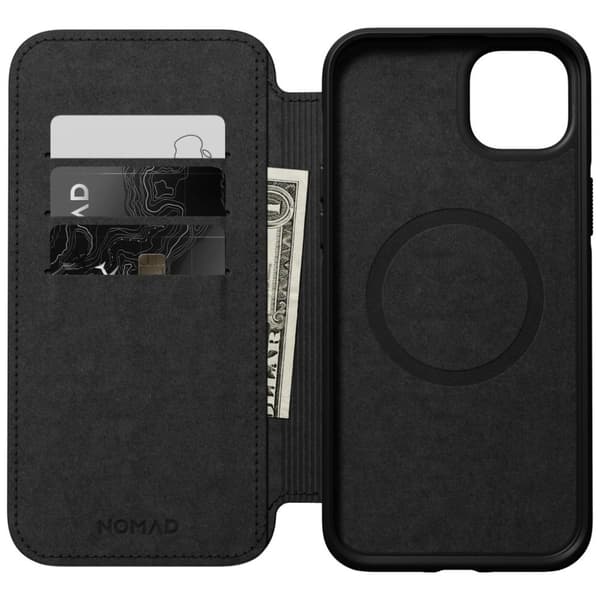NOMAD iPhone 14 Plus Kotelo Modern Leather Folio Musta