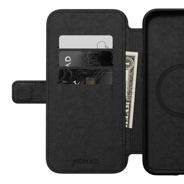NOMAD iPhone 14 Plus Kotelo Modern Leather Folio Musta