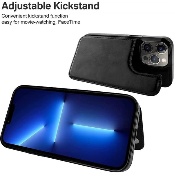 iPhone 14 Pro Max iskunkestävä kansikorttipidike 3-taskuinen Flippr