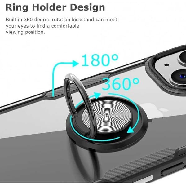 iPhone 14 Plus Praktisk stødsikkert cover med ringholder V4
