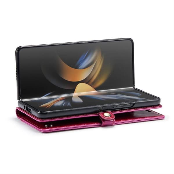 Mobilplånbok 3-kort äkta läder Samsung Galaxy Z Fold 4 - Vinröd