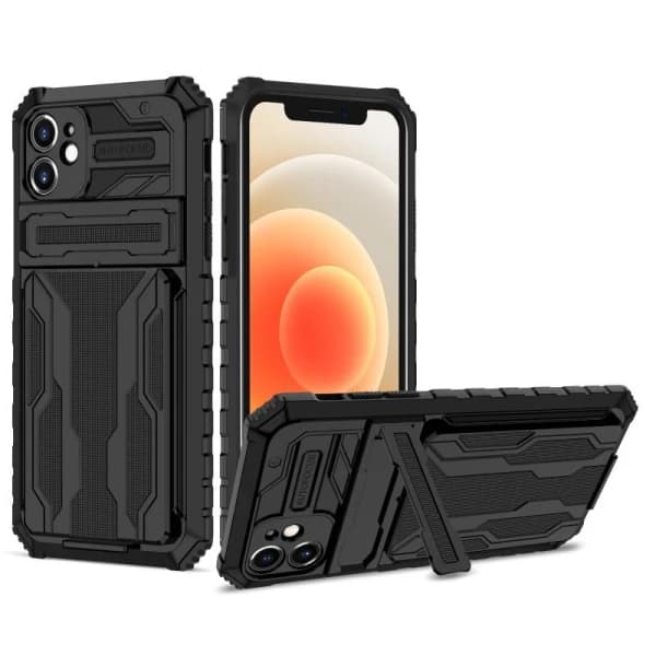 Iphone 14PRO  cover / etui med 2 kreditkortholdere-Anti-Shock Armor Kickstand