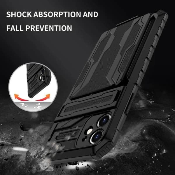 Iphone 14  PLUS Cover / etui med 2kreditkortholdere-Anti-Shock Armor Kickstand