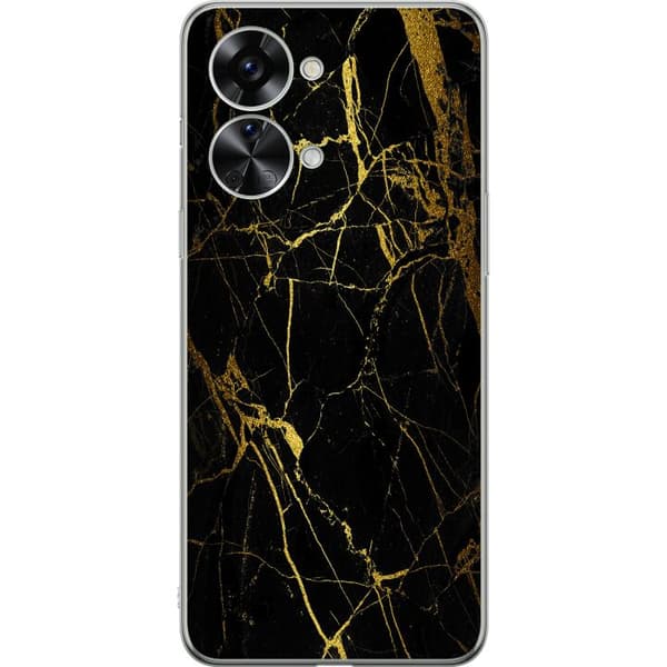 OnePlus Nord 2T Cover / Mobilcover - Marmor Sort & Guld