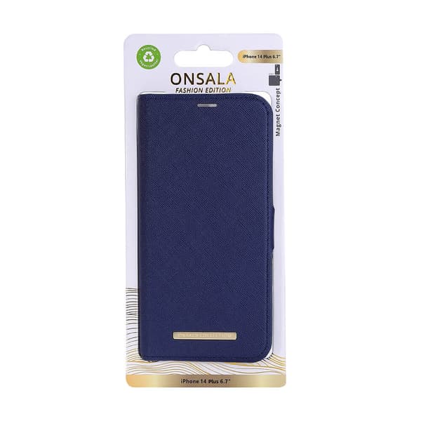 ONSALA Wallet Eco Navy Blue iPhone 14 Plus