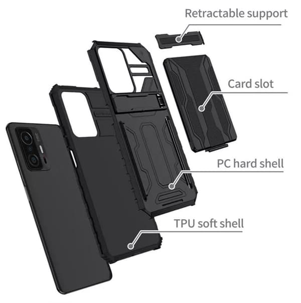 Xiaomi 11 LITE 5G, Cover / etui med 2 kreditkortholdere