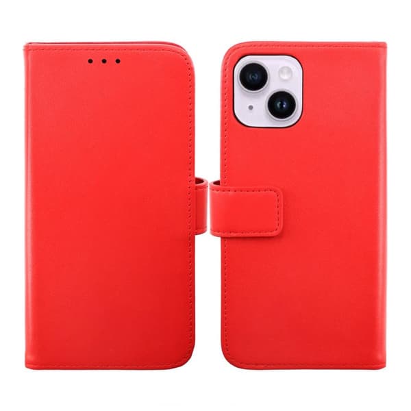 iPhone 14 Plus Plånboksfodral Läder Rvelon - Röd