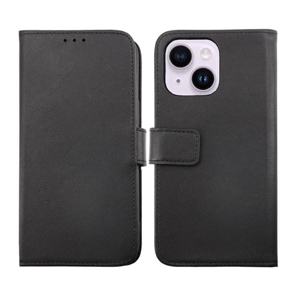 iPhone 14 Plus Plånboksfodral Läder Rvelon - Svart