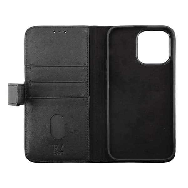 iPhone 14 Pro Max Plånboksfodral Läder Rvelon - Svart