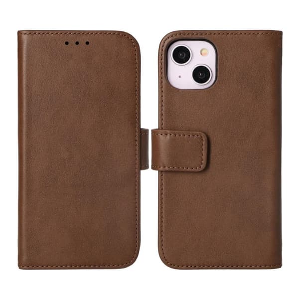 iPhone 14 Plus Plånboksfodral Läder Rvelon - Brun