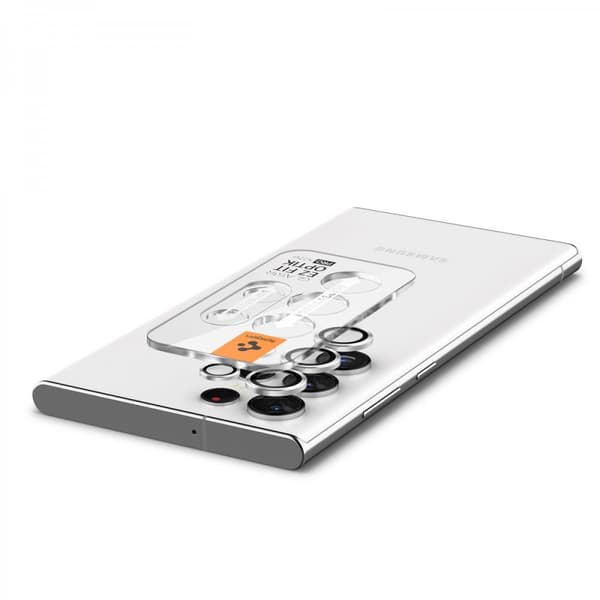 Spigen Samsung Galaxy S22 Ultra Kameran suoja GLAS.tR EZ Fit Optik Pro 2-pakkaus Phantom White