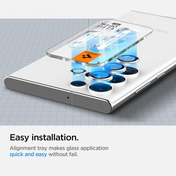 Spigen Samsung Galaxy S22 Ultra Kameran suoja GLAS.tR EZ Fit Optik Pro 2-pakkaus Phantom White
