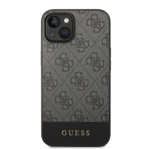 Guess iPhone 14 Plus Kuori Bottom Stripe Metal Logo Harmaa