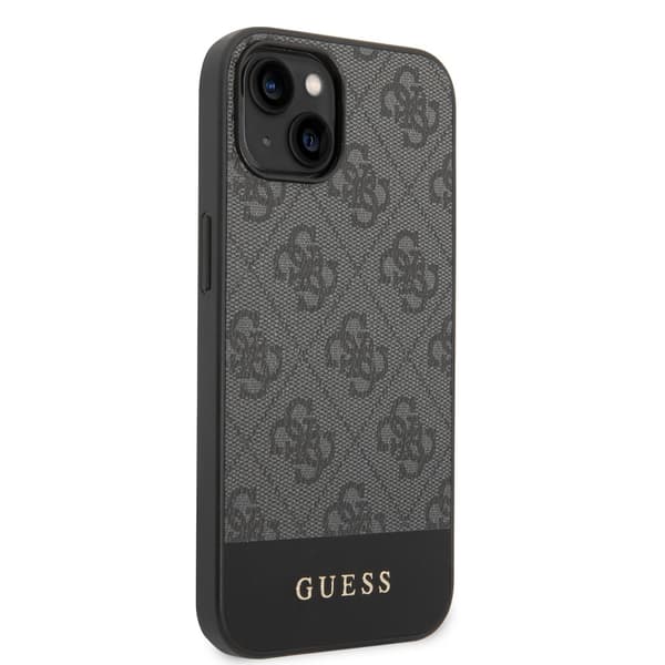 Guess iPhone 14 Plus Kuori Bottom Stripe Metal Logo Harmaa