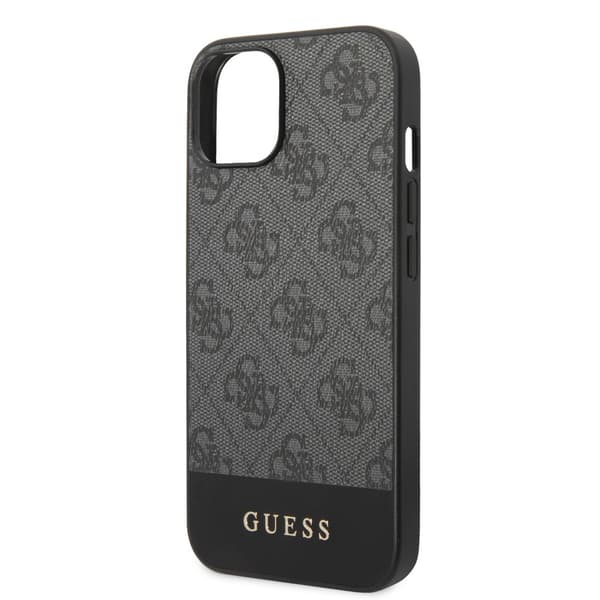 Guess iPhone 14 Plus Kuori Bottom Stripe Metal Logo Harmaa