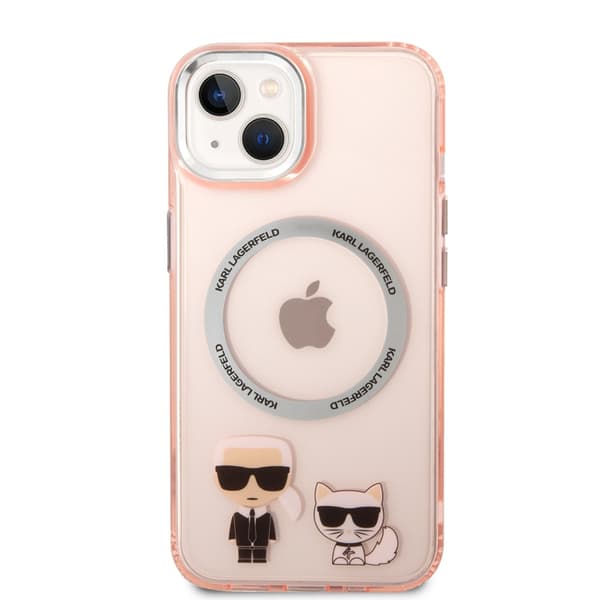 Karl Lagerfeld iPhone 14 Skal Karl & Choupette MagSafe Rosa