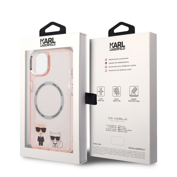 Karl Lagerfeld iPhone 14 Skal Karl & Choupette MagSafe Rosa