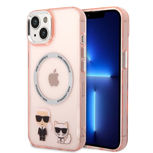 Karl Lagerfeld iPhone 14 Plus Kuori Karl & Choupette MagSafe Vaaleanpunainen