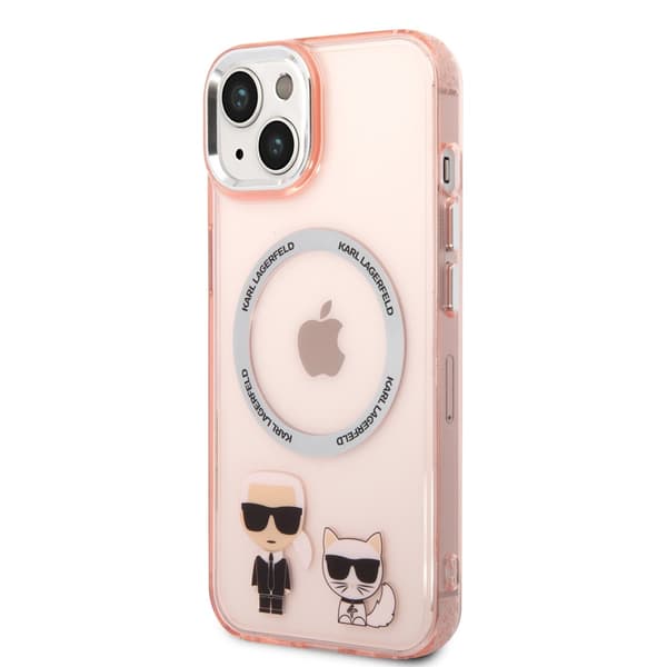 Karl Lagerfeld iPhone 14 Plus Kuori Karl & Choupette MagSafe Vaaleanpunainen