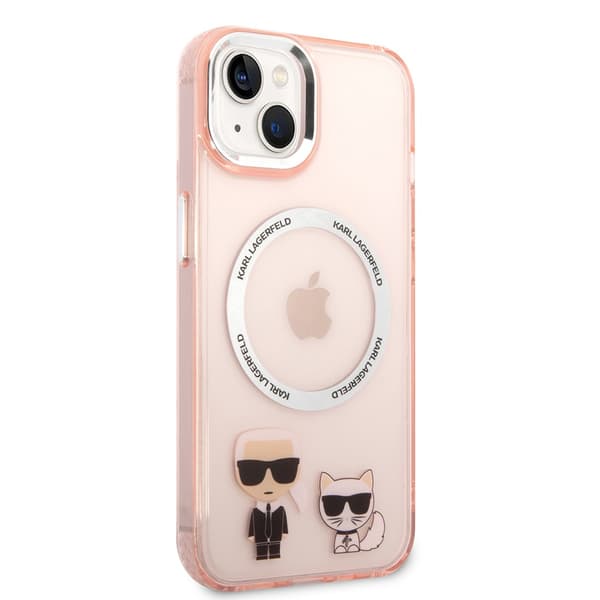 Karl Lagerfeld iPhone 14 Plus Kuori Karl & Choupette MagSafe Vaaleanpunainen