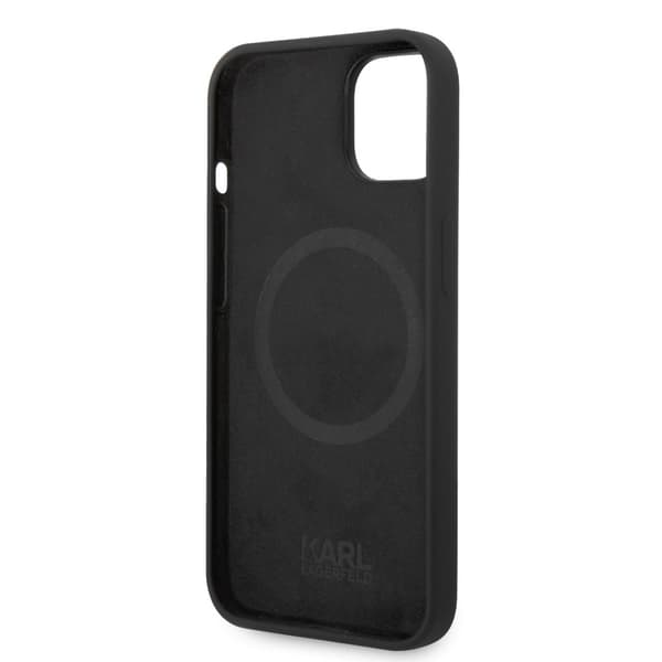 Karl Lagerfeld iPhone 14 Plus Kuori Liquid Silicone Karl MagSafe Musta