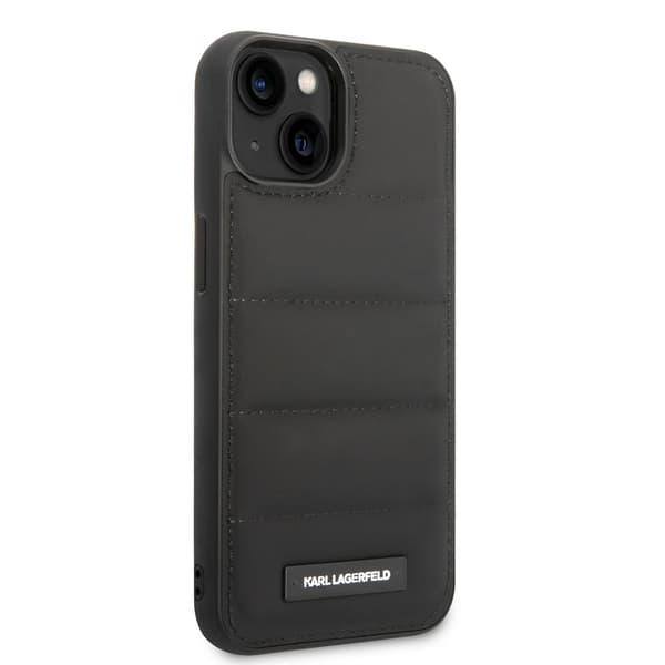 Karl Lagerfeld iPhone 14 Plus Kuori Quilted Nylon Puffy Case Logo Plate Musta