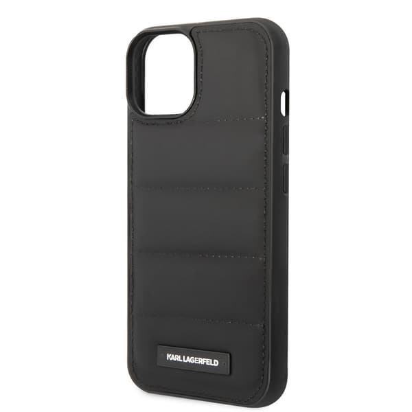 Karl Lagerfeld iPhone 14 Plus Kuori Quilted Nylon Puffy Case Logo Plate Musta