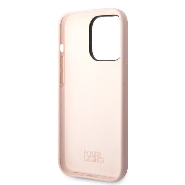 Karl Lagerfeld iPhone 14 Pro Kuori Liquid Silicone Choupette Vaaleanpunainen
